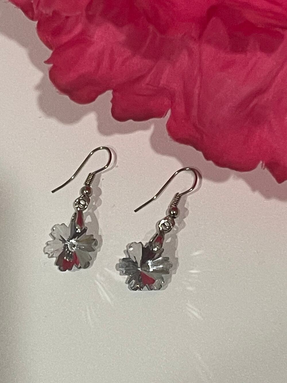 Silver Dangling Snowflakes Style Earrings